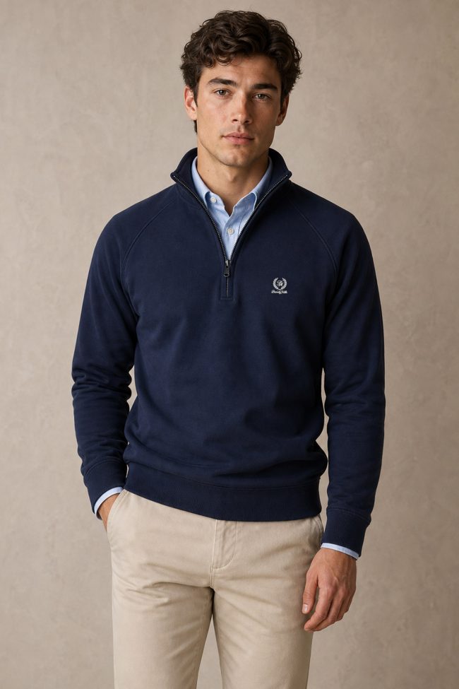 Beverly Hills Royal, Φούτερ Half Zip σε Μπλε Χρώμα