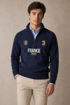 Φούτερ Half Zip France Paris Varsity σε Μπλε Χρώμα
