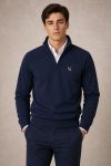 Gold UK Monogram, Φούτερ Half Zip σε Μπλε Χρώμα