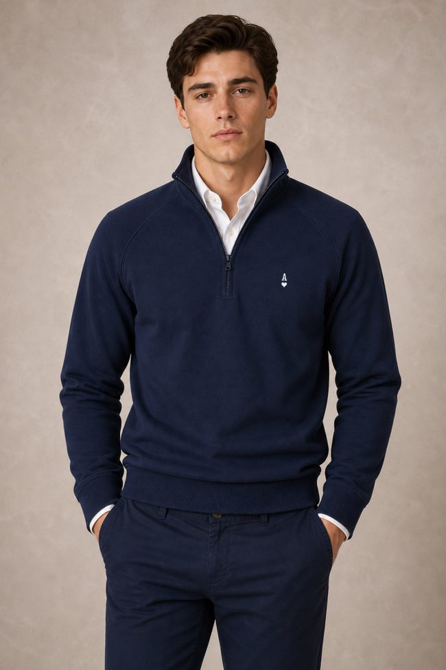 White Ace, Φούτερ Half Zip σε Μπλε Χρώμα