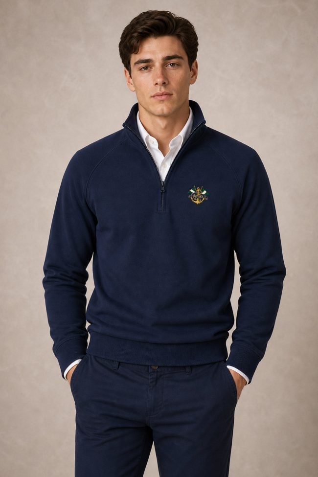 Riviera Anchor, Φούτερ Half Zip σε Μπλε Χρώμα