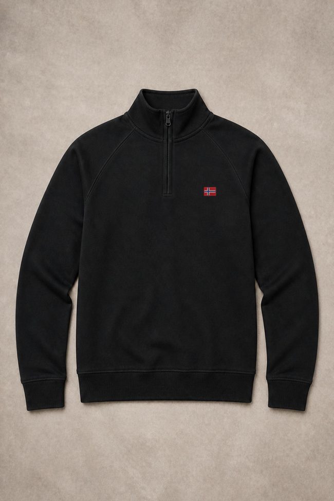 Norwegian Flag, Φούτερ Half Zip σε Μαύρο Χρώμα