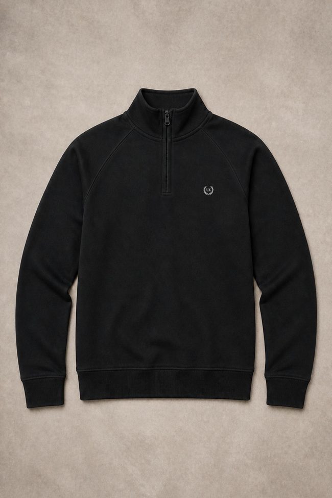 UK Royal White, Φούτερ Half Zip σε Μαύρο Χρώμα