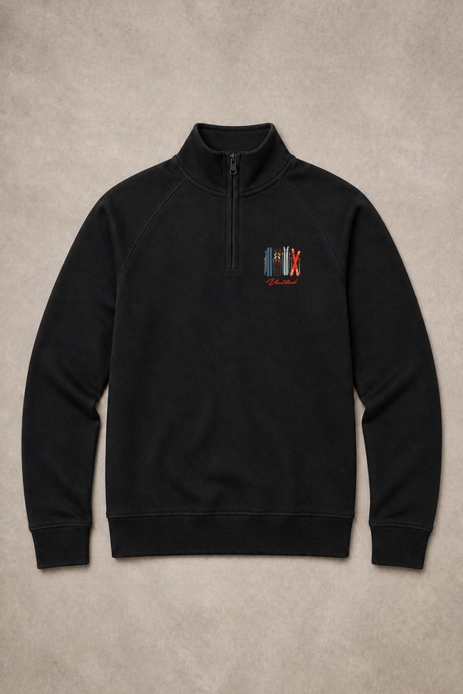Vintage Ski, Φούτερ Half Zip σε Μαύρο Χρώμα