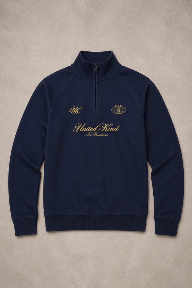 United Globe Crest, Φούτερ Half Zip σε Μπλε Χρώμα