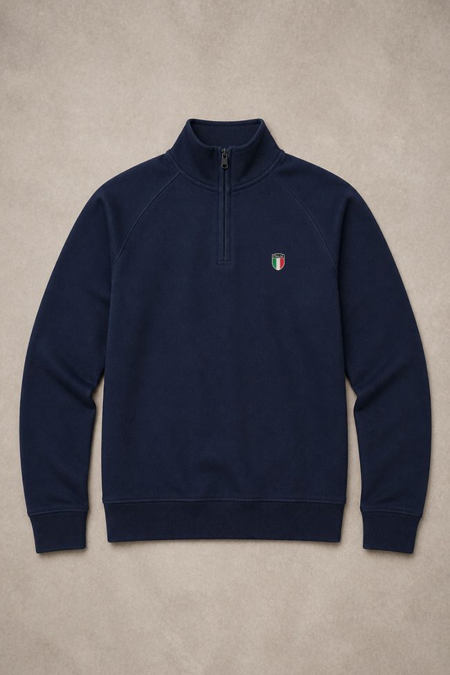 Italia Shield, Φούτερ Half Zip σε Μπλε Χρώμα