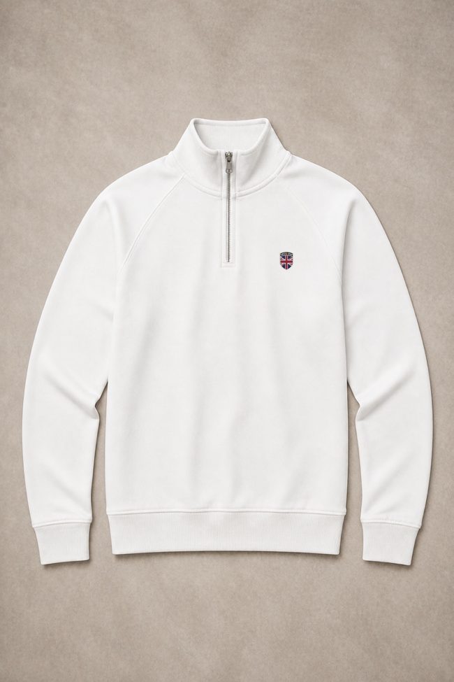 Royal Emblem, Φούτερ Half Zip σε Λευκό Χρώμα