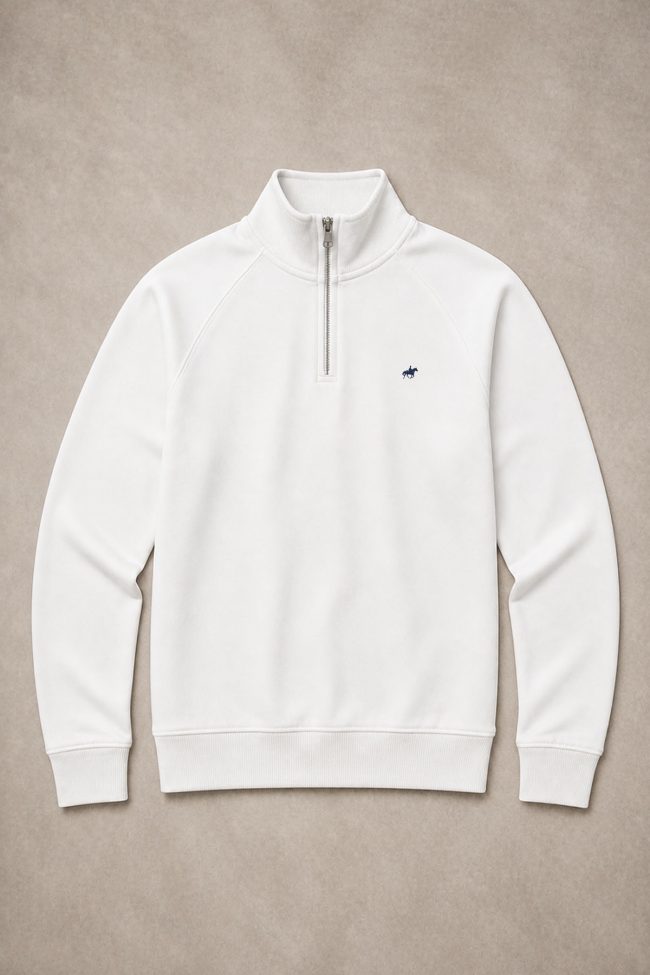 Blue Rider, Φούτερ Half Zip σε Λευκό Χρώμα