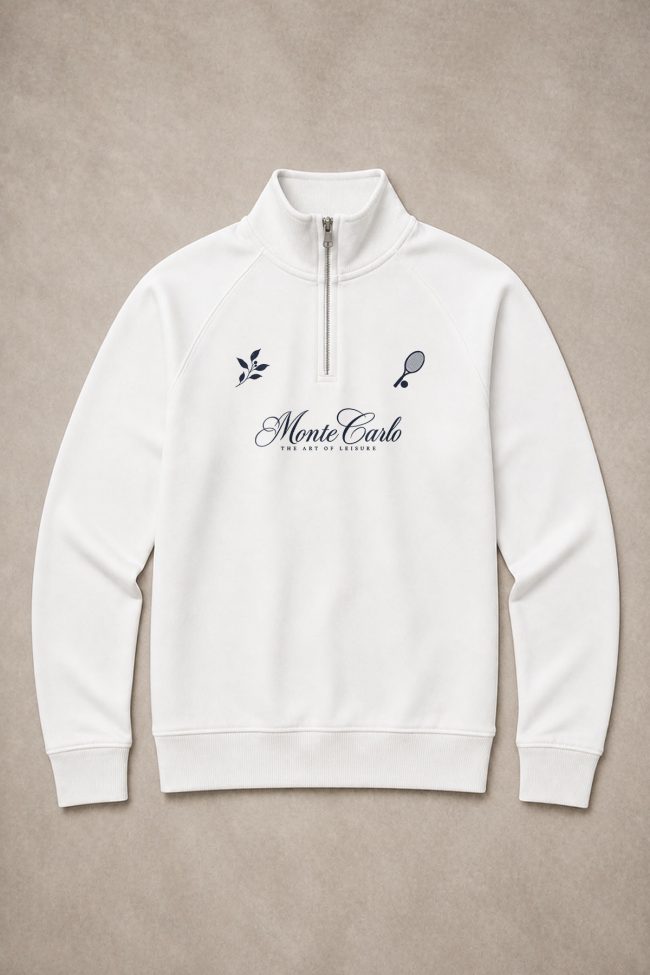 Monte Carlo Racquet, Φούτερ Half Zip σε Λευκό Χρώμα