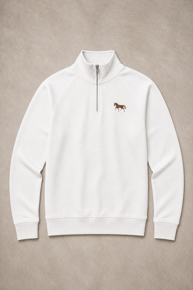 Heritage Stallion, Φούτερ Half Zip σε Λευκό Χρώμα