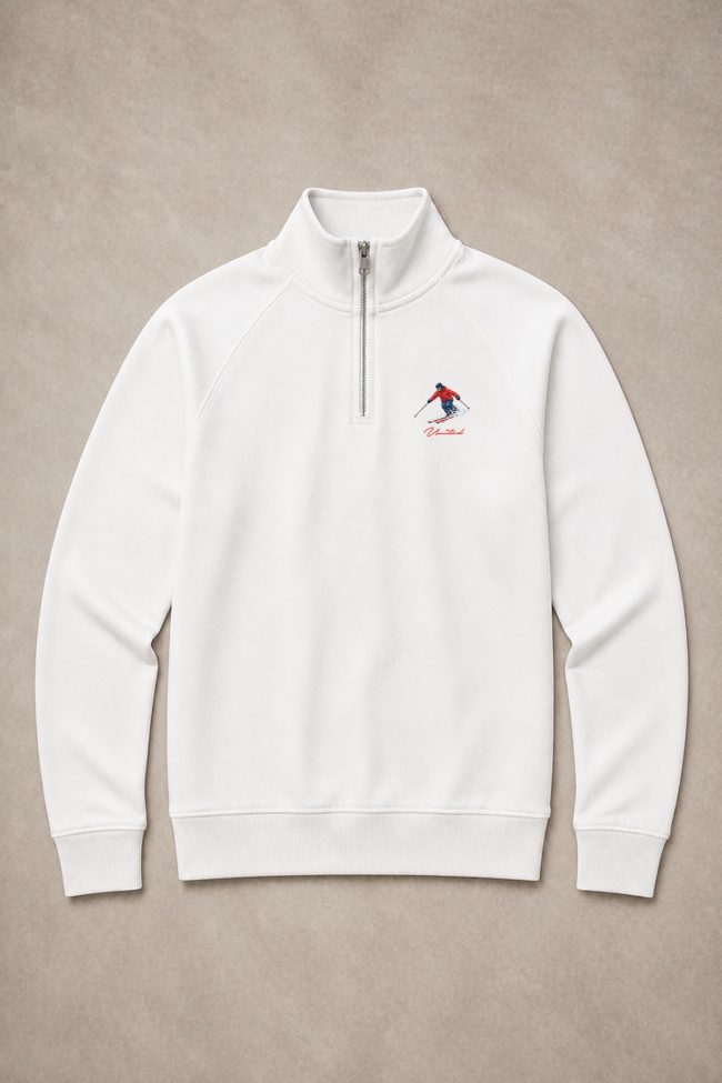 Powder Skier, Φούτερ Half Zip σε Λευκό Χρώμα