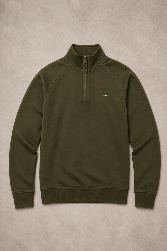 Italian Stripe, Φούτερ Half Zip σε Χακί Χρώμα
