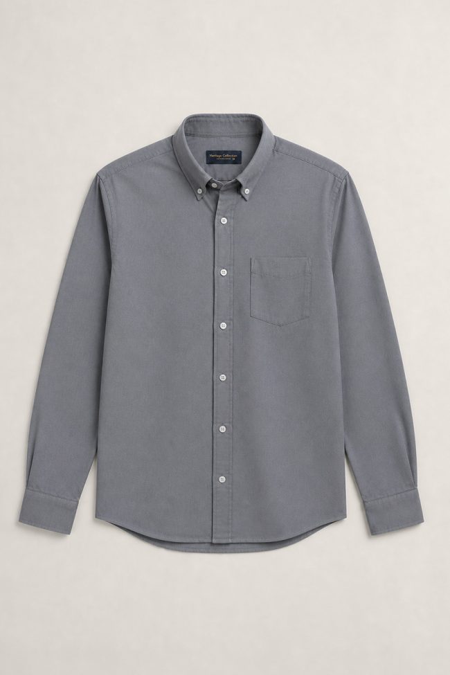 Ανδρικό Πουκάμισο Oxford Easy Iron σε Σκούρο Γκρι Χρώμα